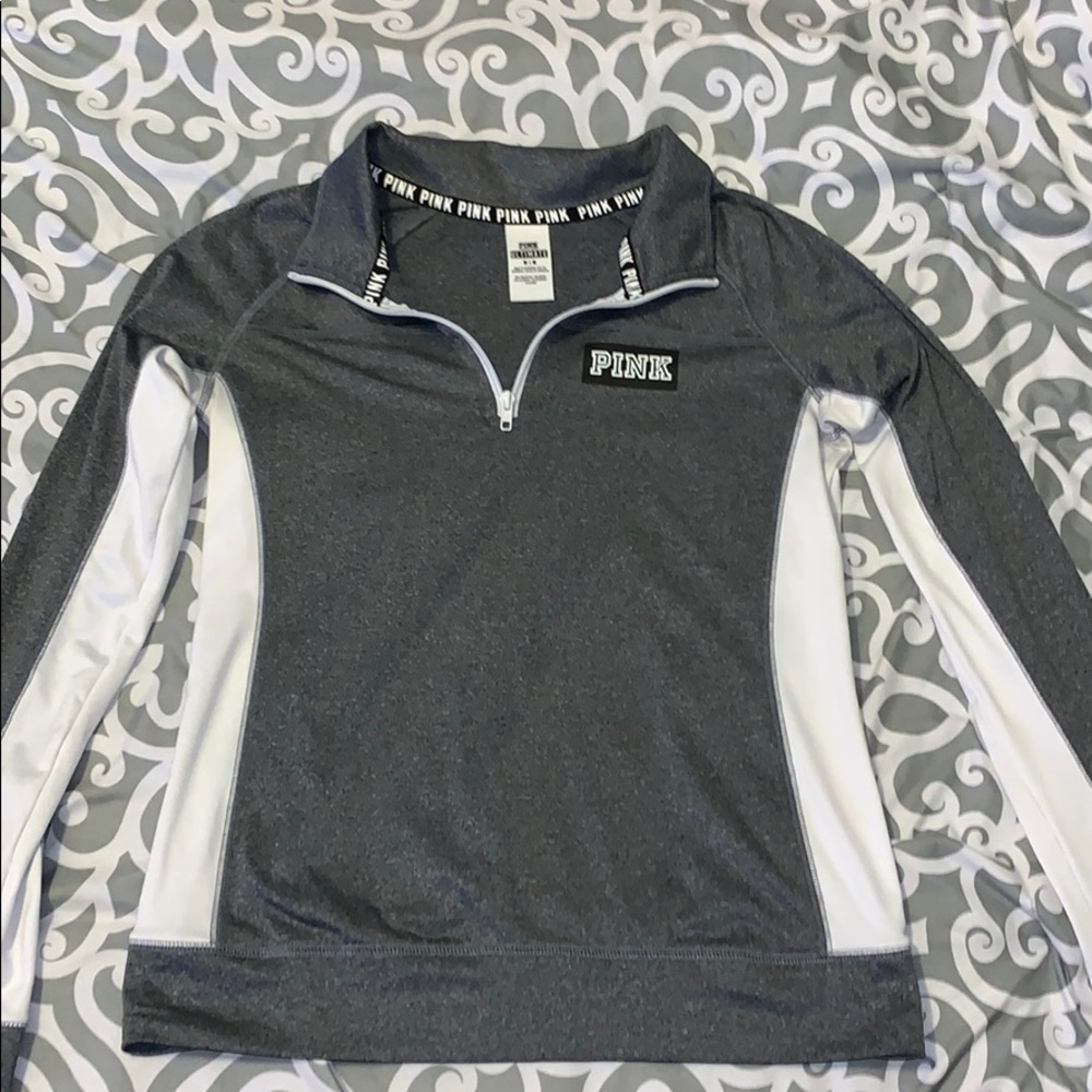 Grey PINK Quarter Zip